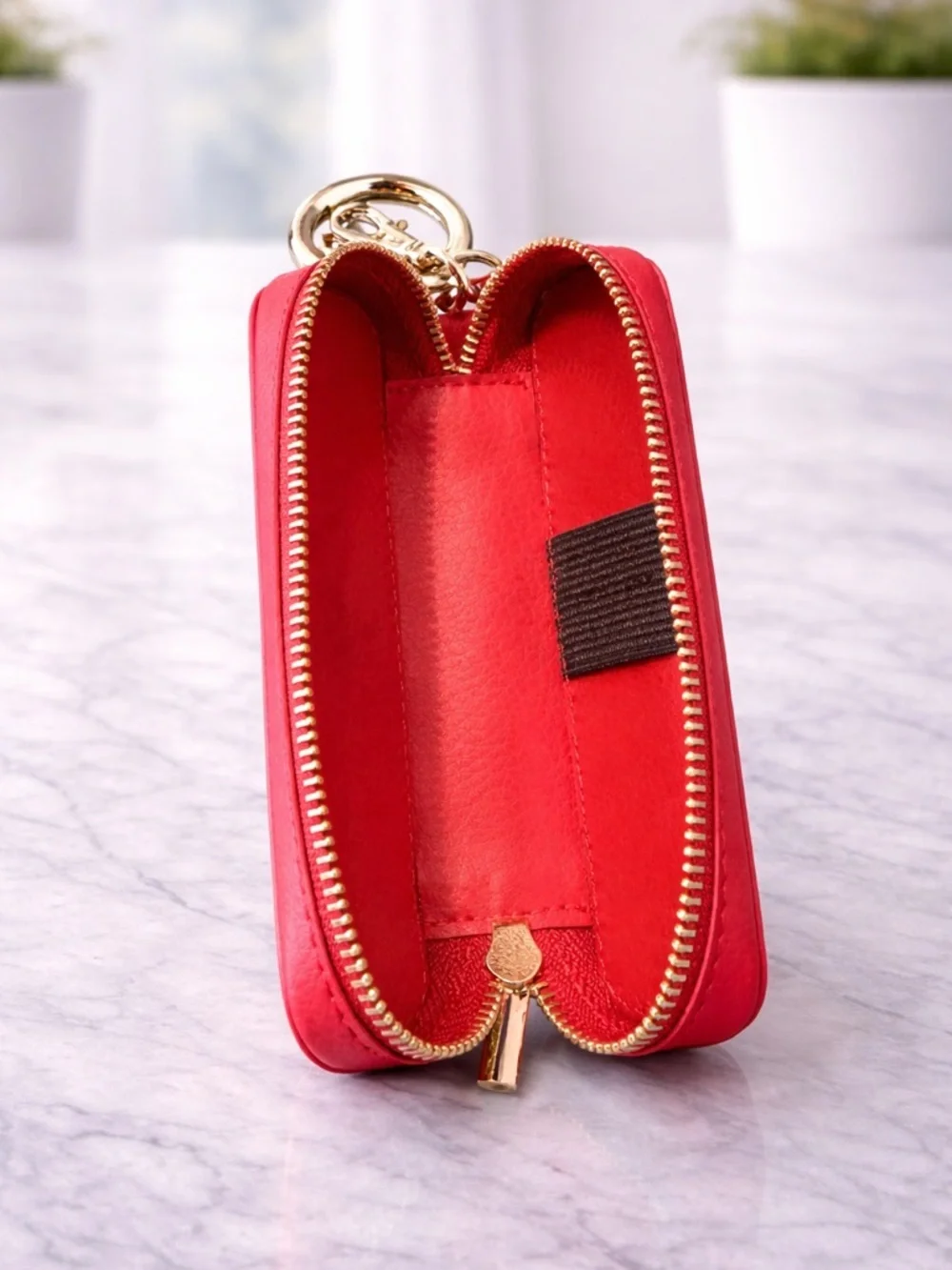 Bocasal Red Leather Lipstick Keychain Case